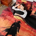 thumbnail image 4 of Homewish Japanese Samurai 7-Piece Twin Bedding Sets,Sakura Cherry Blossom Bedding Comforter Set,Black Orange Sheet Sets For Men Women,Luxury Bedroom Decor Reversible, 4 of 8