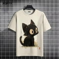 thumbnail image 4 of T-Shirt Drôle pour Hommes, Imprimé Chat Animal Mignon, Manches Courtes, Mode, Col Rond, Respirant, Été, Grande Taille, 4 of 5
