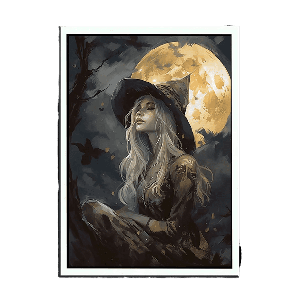 Arte gótico de pared oscura, bruja de cuervo victoriano, lienzo, pósteres al óleo e impresiones, Fondo de Halloween, decoración
