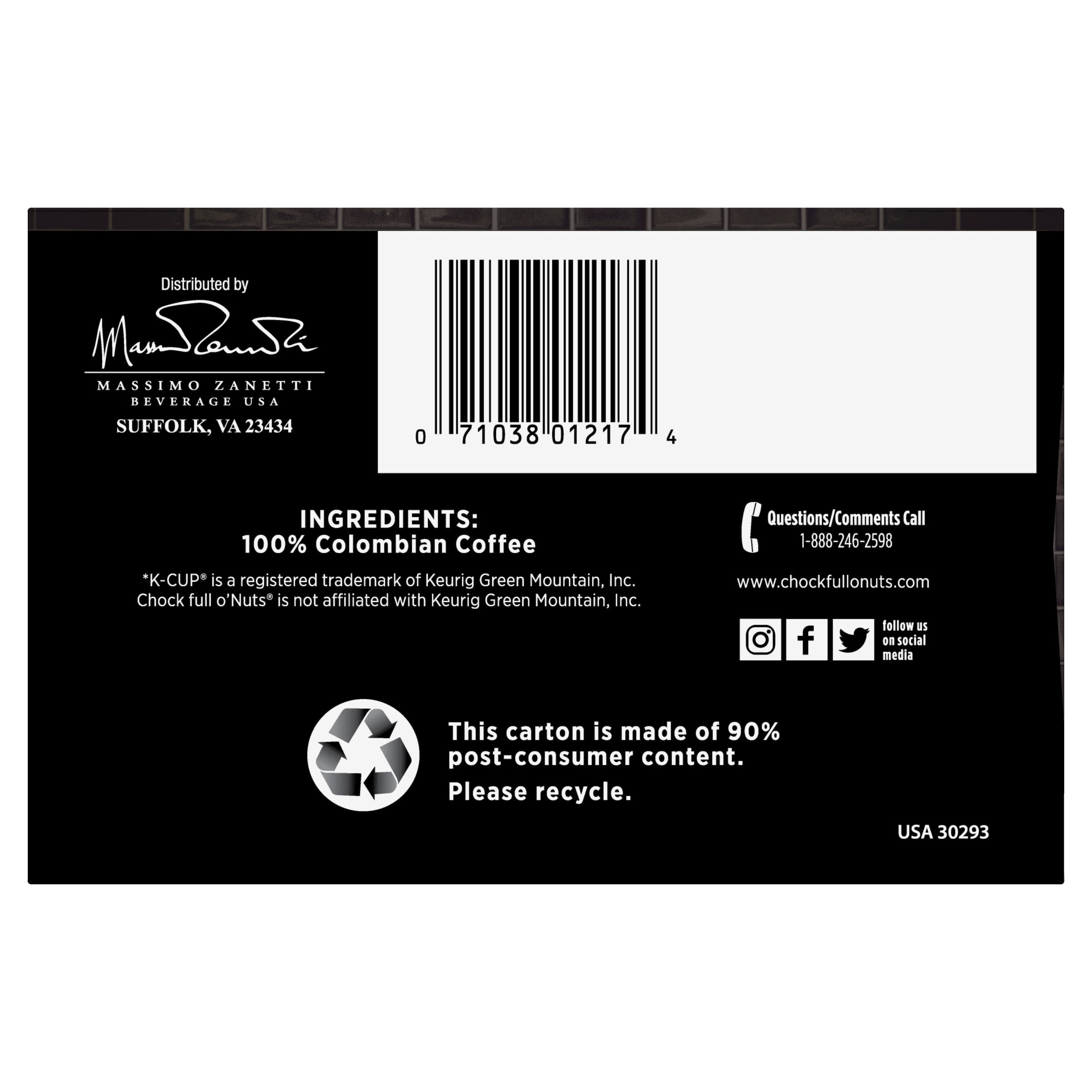 Chock Full o'Nuts Single-Serve Coffee Pods, 100% Colombian Coffee