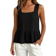 thumbnail image 3 of Womens Tank Tops Cotton Linen Blouse Vacation Cute Sleeveless Shirts V Neck Vest Black Tank Tops for Women, 3 of 9