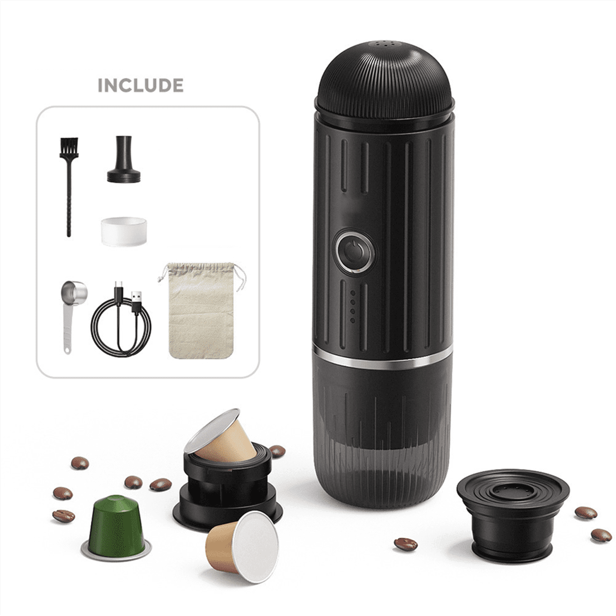 ckepdyeh Portable Italian Espresso Machine 2-In-1 Capsule Powder Fast Charge Electric Wireless Heating Coffee Machine for Outdoor