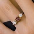 thumbnail image 4 of Gem Stone King 925 Sterling Silver and 10K Yellow Gold Red Tiger Eye and White Moissanite 3 Stone Engagement Ring for Women (1.64 Cttw, Cushion Cut 6MM and 4MM, Available in Size 5, 6, 7, 8, 9), 4 of 4