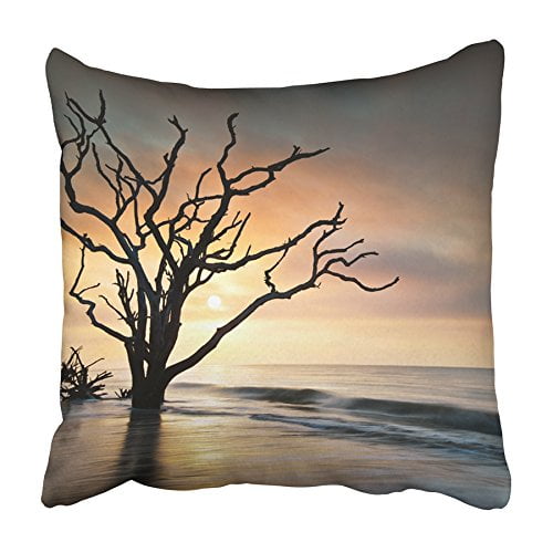 EREHome Bone Yard Sunrise at Botany Bay Beach on Edisto Island Sc W Dead Live Oak Tree Pillowcase Cushion Cover 16x16 inch