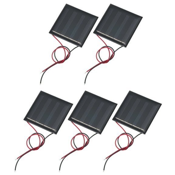 Uxcell 5 Pcs 2V 0.32W 160mA Mini Solar Panels, Small Polycrystalline Solar Cell Panel with 2 Cable for DIY Electric Toy Materials Kits Charger, 50mm x 50mm
