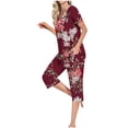 thumbnail image 3 of Conjunto de Ropa de Estar para Mujer, Blusa de Manga Corta de Impresión de Moda Y Pantalones Cortos con Cintura Elástica Hecha de Poliéster, Pantalones de Cintura Elástica para Mujeres, 3 of 6