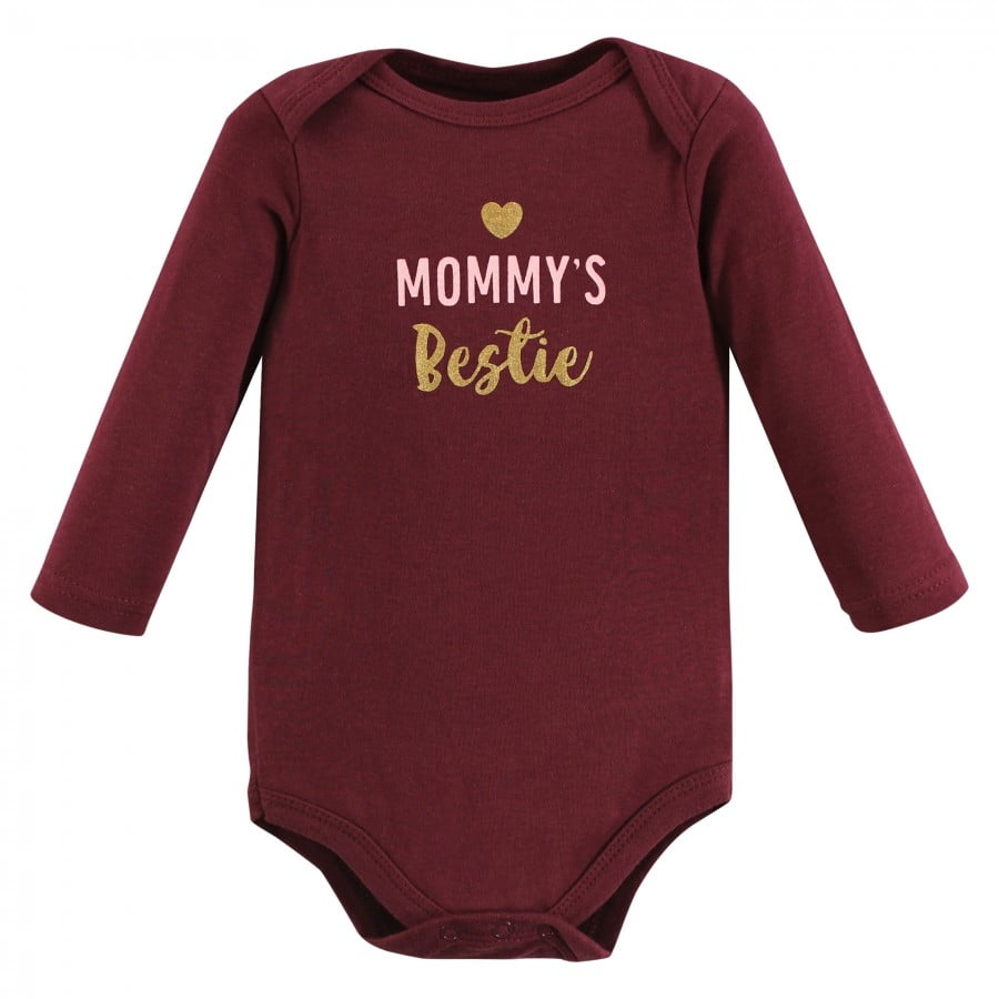 Hudson Baby Infant Girl Cotton Long-Sleeve Bodysuits, Steal Your Heart, Newborn