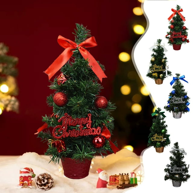 Fiudx Mini Árbol de Navidad, Decoración Artificial de Mesa, Ramas Nevadas, Base de Cuerda Natural, Opciones Multicolor, Decoración para Fiestas En Casa o En La Oficina, Tamaño 30 X 5,5 Cm