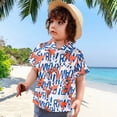 thumbnail image 2 of NIEWTR Toddler Boys Retro Geometric Print Short Sleeve Button Up Shirt Casual Stylish Tops for Kids(Red,9-10 Years), 2 of 7