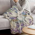 thumbnail image 3 of Purple Flowers Blanket Soft Cozy Warm Throw Blanket for Couch, Plush Fuzzy Flannel Fleece Blankets for Sofa, Weeping Spring Floral Bicycle Retro Art Bed Blankets Lightweight Gifts for Women, 30"x40", 3 of 9
