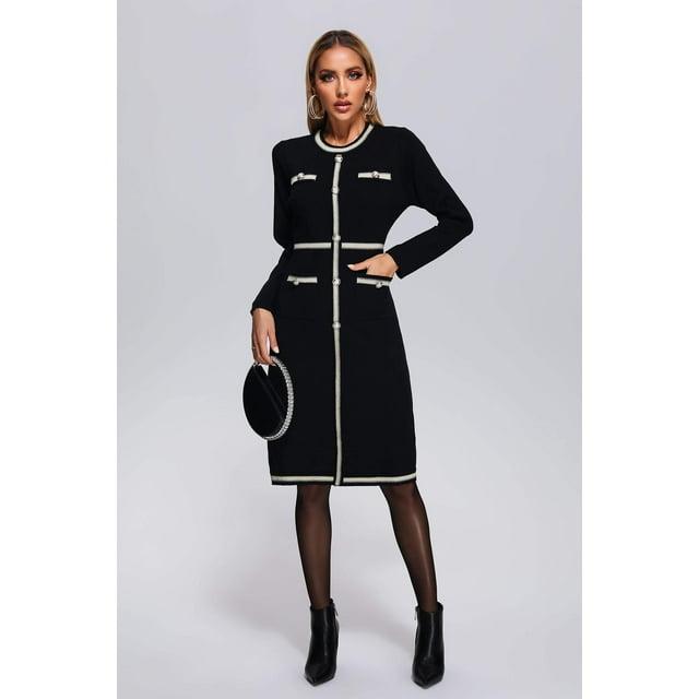 Vestido de punto midi Magdalena de Bellabarnetten con 4 bolsillos de imitación
