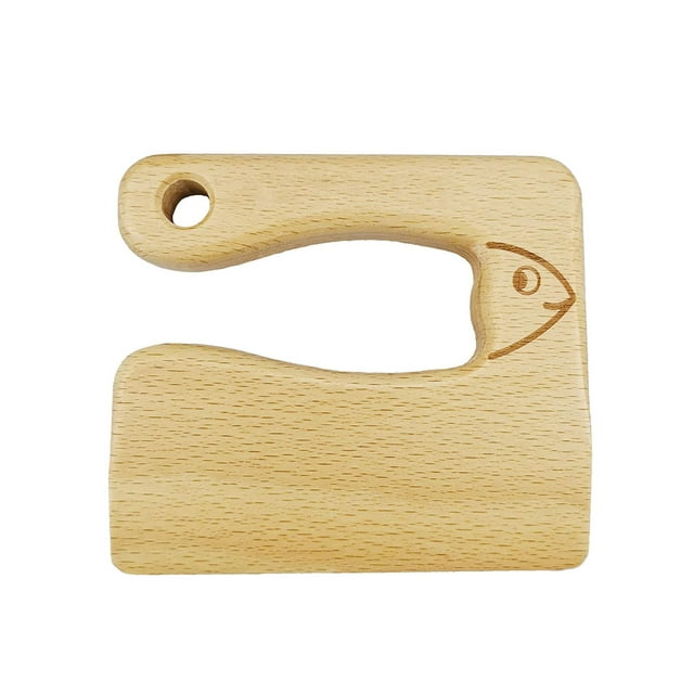 Cuchillo de madera para niños para cocinar y cortar verduras de forma segura, herramientas de cocina para niños con forma de pez bonito, aplicable de 2 a 5 años Fason WMSS-265