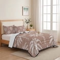thumbnail image 5 of Quilts King Size Bedding Set, Brown Palm Tree Lightweight Quilted Comforter, Summer Botanical Tropical Tree Soft Reversible Bedspread Coverlet with Pillow Covers for All Season, 96" x 106", 5 of 9