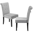 thumbnail image 3 of Un par de sillas ocasionales modernas de tela de terciopelo gris con patas de madera maciza, 3 of 13