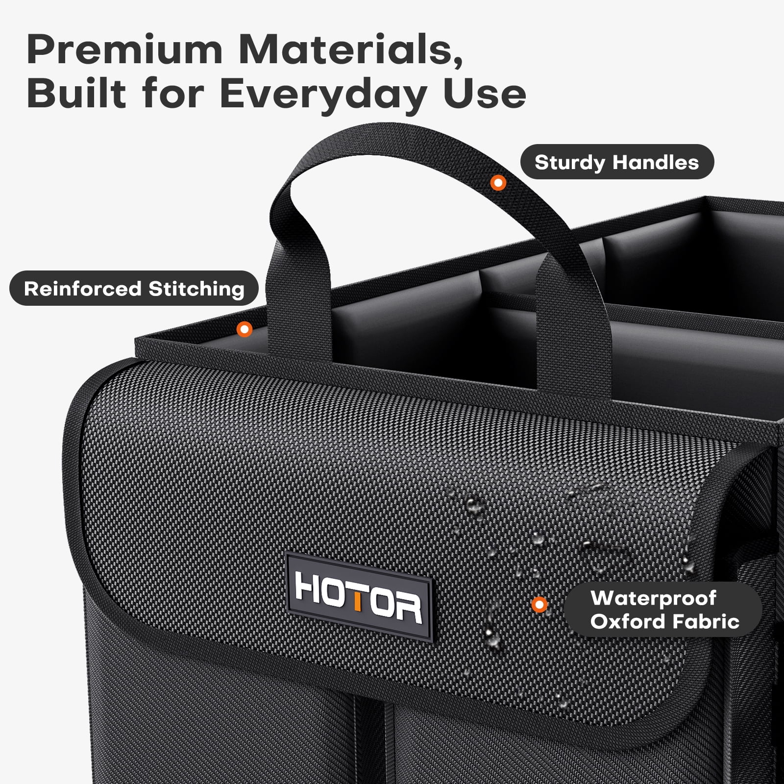 HOTOR Trunk Organizer for Car and SUV - Large-Capacity Car Organizer with Multiple Compartments, Foldable Car Organization for Car Accessories, Tools, Sundries, Black