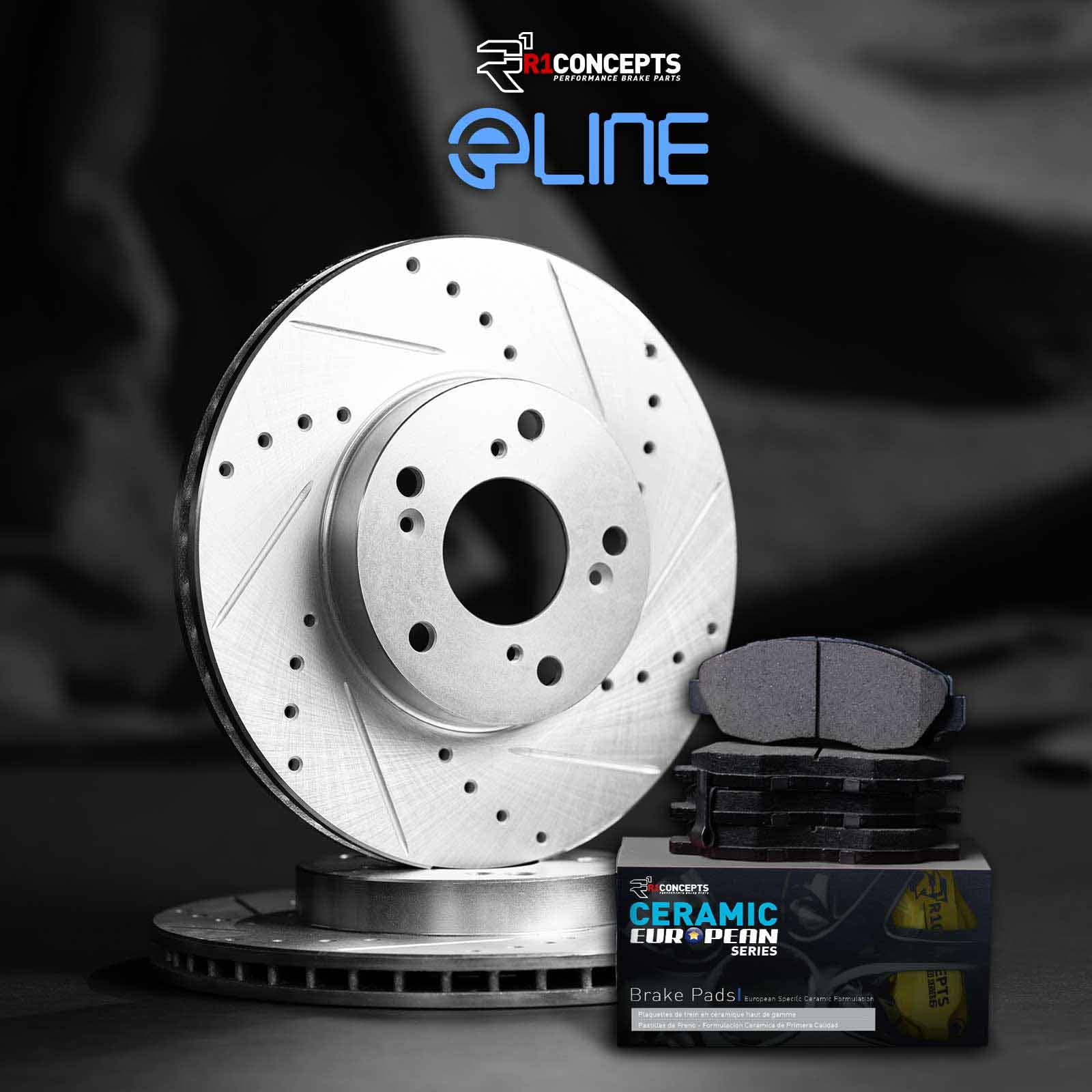 R1 Concepts Front Brakes and Rotors Kit |Front Brake Pads| Brake Rotors and Pads| Euro Ceramic Brake Pads and Rotors WGTN1-27039