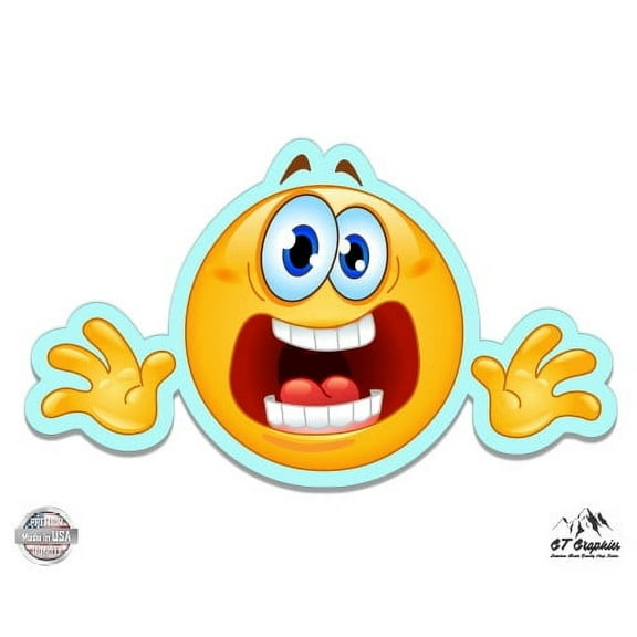 Panicked Emoji Face - 3" Vinyl Sticker - For Car Laptop I-Pad Phone Helmet Hard Hat - Waterproof Decal