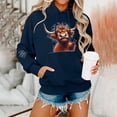thumbnail image 2 of Women Sweatshirts Cozy Cow Print Hooded Sweatshirt for Everyday Wear and Casual Outings Across Seasons Blue S, 2 of 5