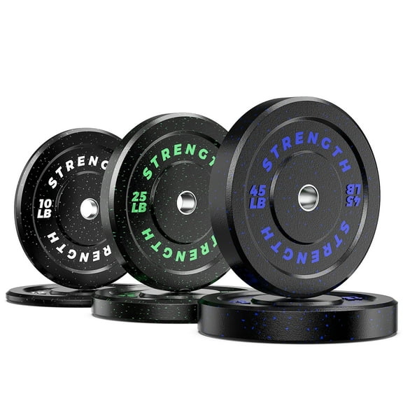 GIKPAL 160lb 2-inch Olympic Weight Plates, Durable Recycled Rubber - Low Noise & Floor Protection - Quick Identification, 10lb to 55lb Weights - Ideal for Weightlifting & Crossfit