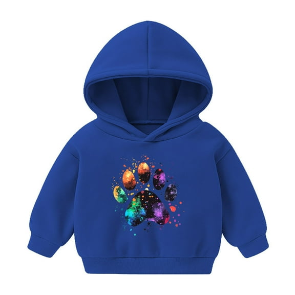 Cavosen Preppy Sweatshirts for Teens Girls Boys Toddler to Little Kids Fleece Long Sleeve Hooded Pullover Sweatshirts Dog Paw Print Hoodies Fashion Sweatshirts Coat Blue 3T