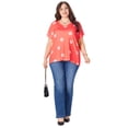 thumbnail image 3 of SOMER 2025 Women's Plus Size Top Flower Printed V Neck Short Sleeve Casual Plus Size Tops for Women, 3 of 7