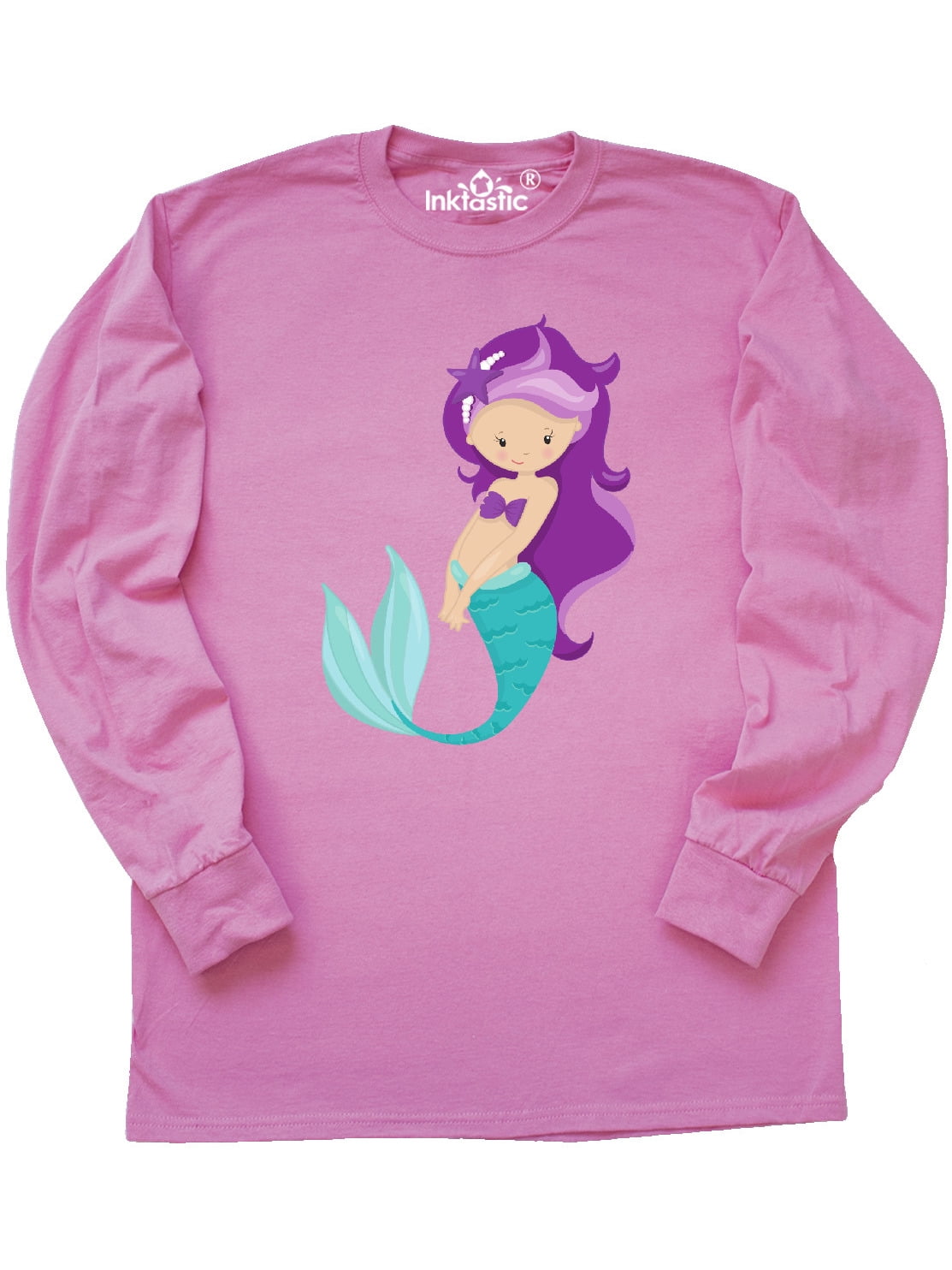 inktastic Cute Little Mermaid Purple Hair Purple Sea Star Toddler T-Shirt