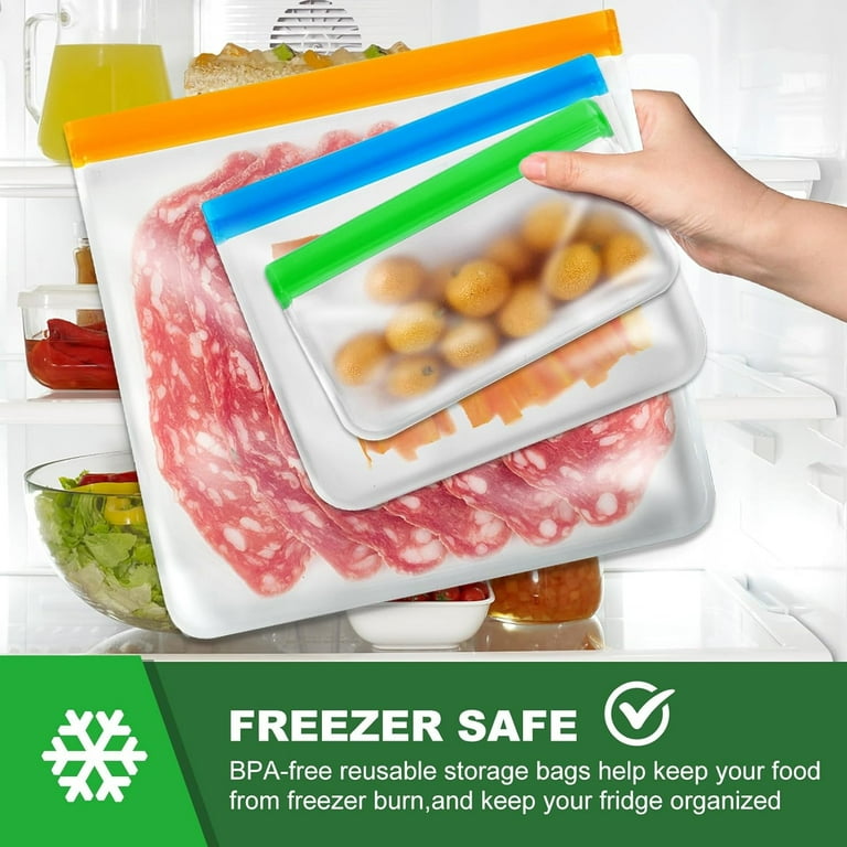 24 Pack Food Storage Bag Freezer Bags Reusable Silicone Storage Bags BPA Free 24Pack 8 Gallon Bags 8 Sandwich Bags 8 Snack Bags