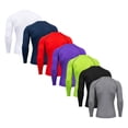 thumbnail image 7 of Men's Compression Shirts Long Sleeve Rash Guard Workout Undershirt Base Layer Athletic Shirt Fluorescent Green M, 7 of 7