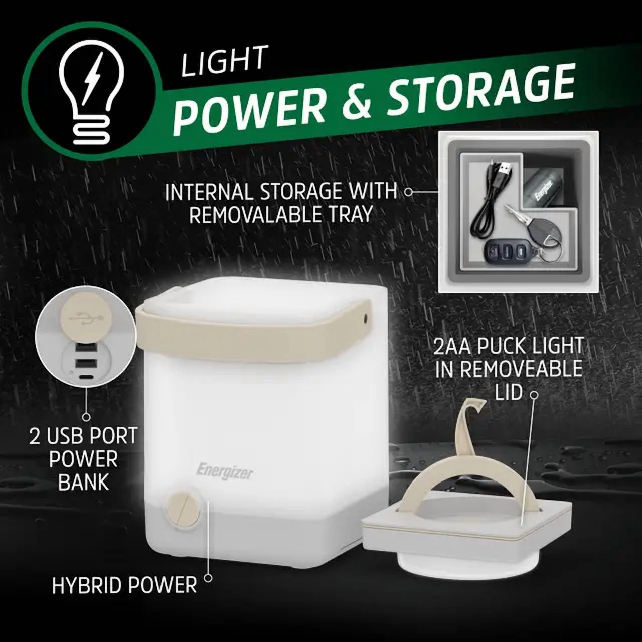 Energizer Power Bank and Storage Lantern, 1,000 Lumen, Batteries and USB Cable Included