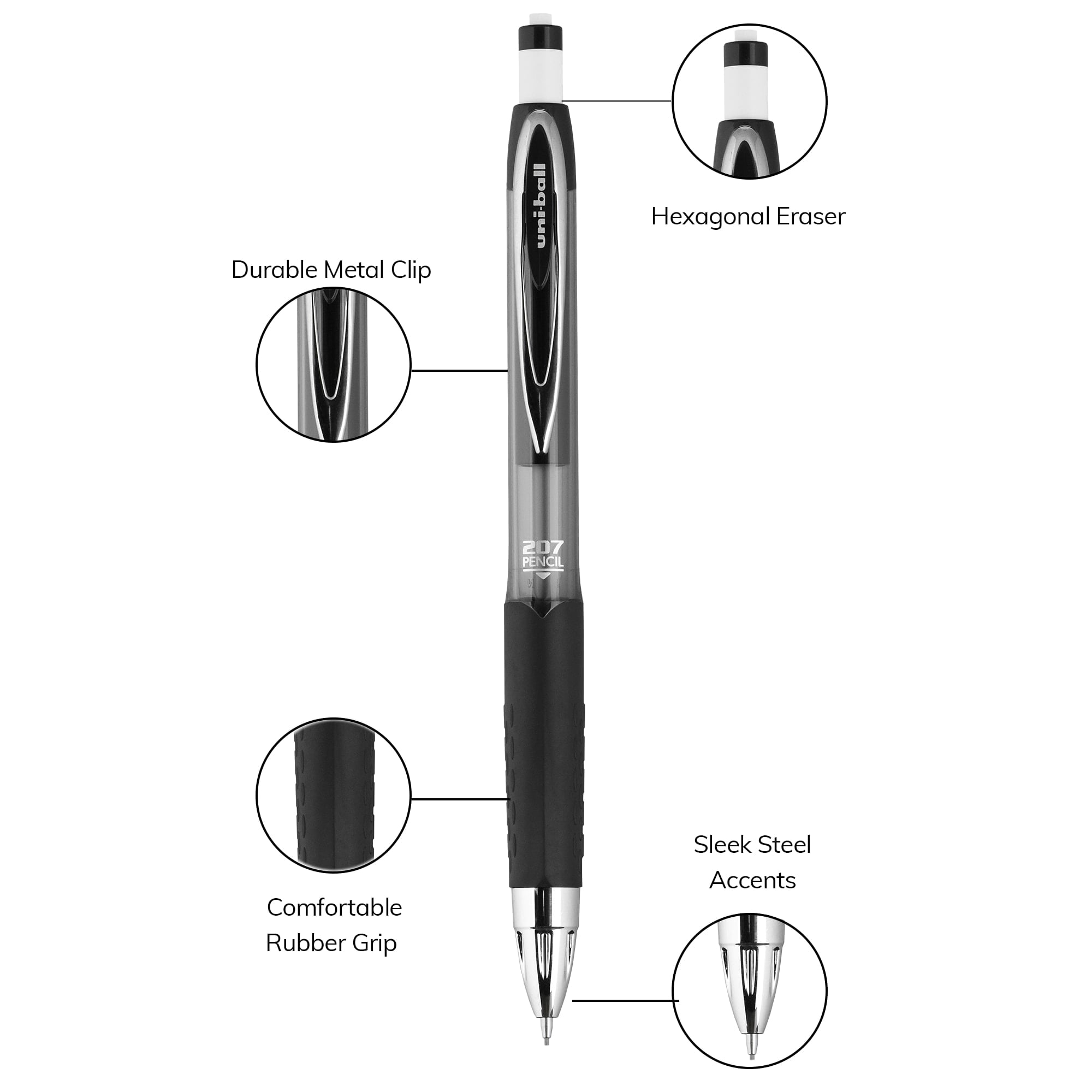 Uniball Mechanical Pencil HB #2, Medium Point (0.7mm), Black, 12 Count