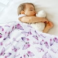 thumbnail image 4 of BORITAR Warm Comfort Baby Blanket Super Soft Double Layer Minky with Purple Butterfly Print 30x40 inch, 4 of 5