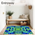 thumbnail image 3 of ODIKA 5'x7' Machine Washable Non-Slip Area Rug, Fractal Weed Leaf Loop with Digital Art Aesthetics High Traffic Rug with Pad, Blue, 678309, 3 of 8