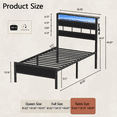 thumbnail image 3 of Tydimor Twin Bed Frames with Headboard & LED Lighted,Standard Storage Bed Platforrm with Storage Underbed, No Box Spring Needed, 3 of 10