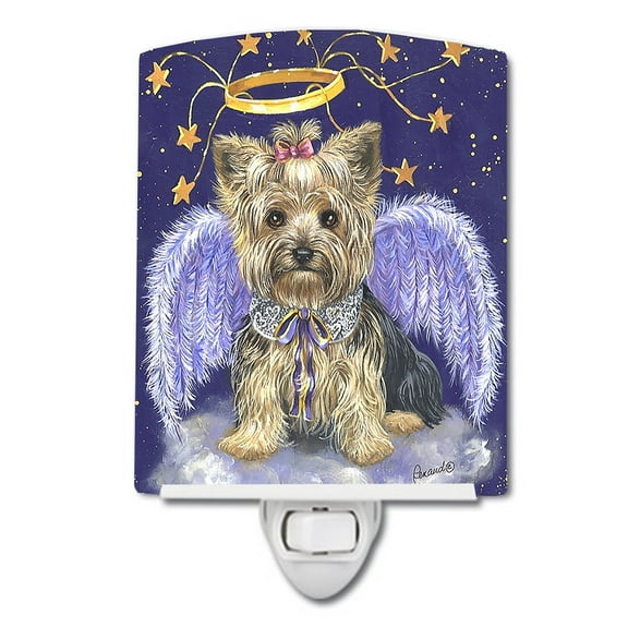 Caroline's Treasures PPP3243CNL Yorkie Christmas Angel Ceramic Night Light, 6x4x3", multicolor