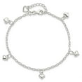 thumbnail image 3 of 925 Sterling Silver Fancy Lobster Closure Polished Puffed Love Heart Anklet 9 Inch 2mm Wide Anklet for Women, 3 of 4