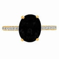 thumbnail image 3 of 2.21 ct Oval Cut Natural Onyx Solitaire with Simulated Diamond Accents 18K Yellow Gold Womens Engagement Ring, 3 of 6