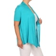 thumbnail image 2 of Women's Casual Open Front Short Sleeve Cardigan Lightweight Solid Layering Top Jade 1X, 2 of 6