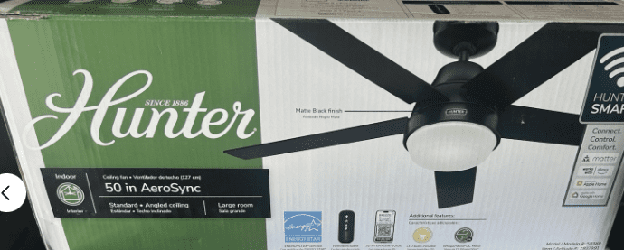 Hunter AeroSync Smart Ceiling Fan 50 Inch with LED Light Kit, WiFi Enabled, Remote Control, Indoor Modern Ceiling Fan, Model 50389