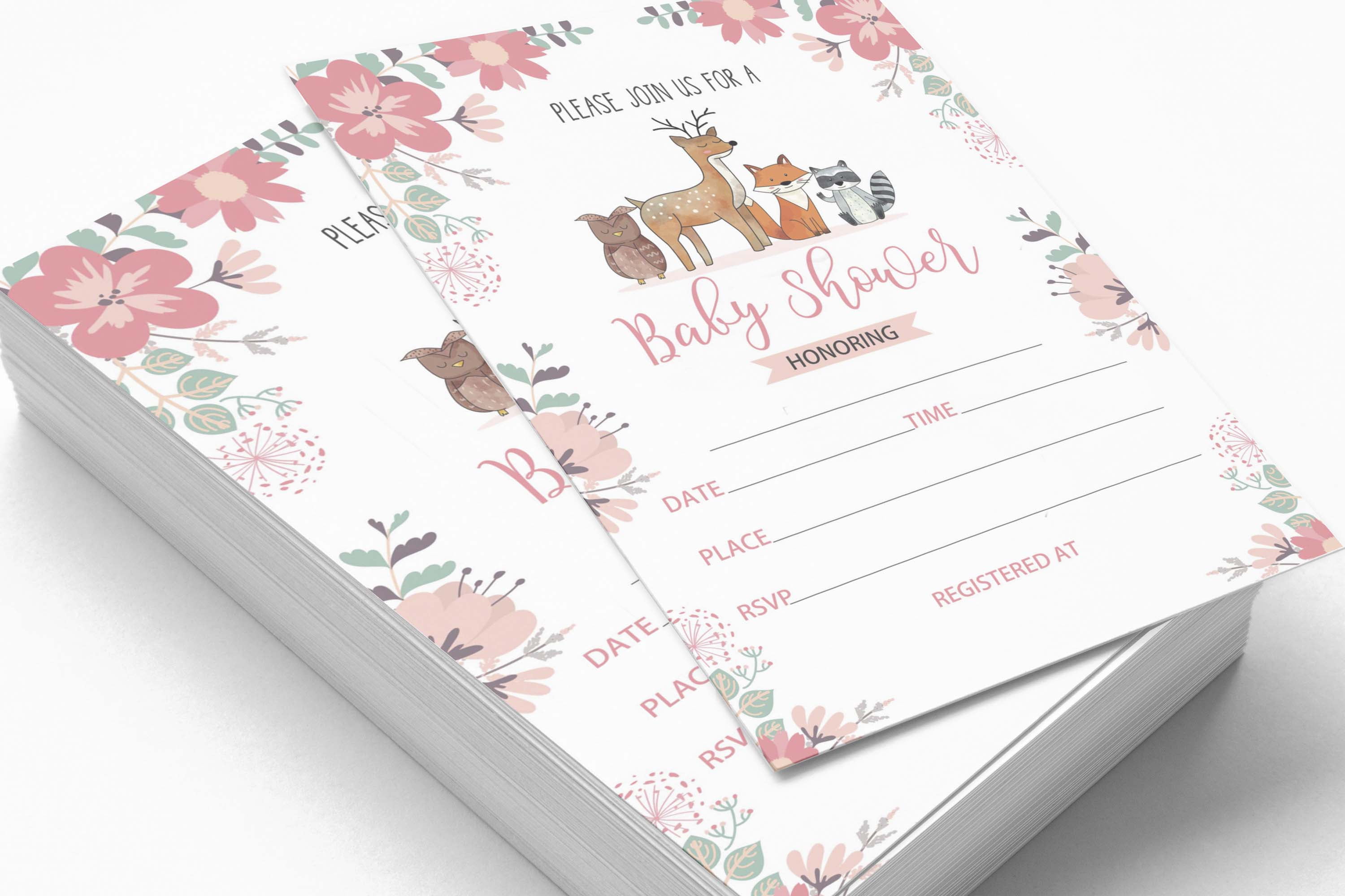 Inkdotpot 30AnimalsBaby Shower Invitation Cards-Gender Neutral-Fill In The Blank Invites