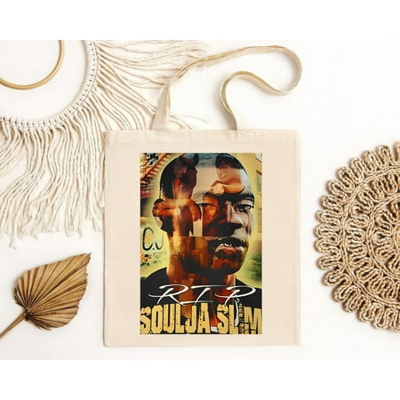 vintage COLLAGE SOULJA SLIM Short Slevee Black Tote Bag-TH22553