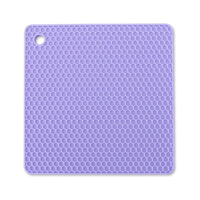 Heats Insulation Table Mat Dish Plate Mat Silicone Heats Pot Pad Square Coaster Nonslip Placemat Desk Countertop Protector Kitchen Draining Purple