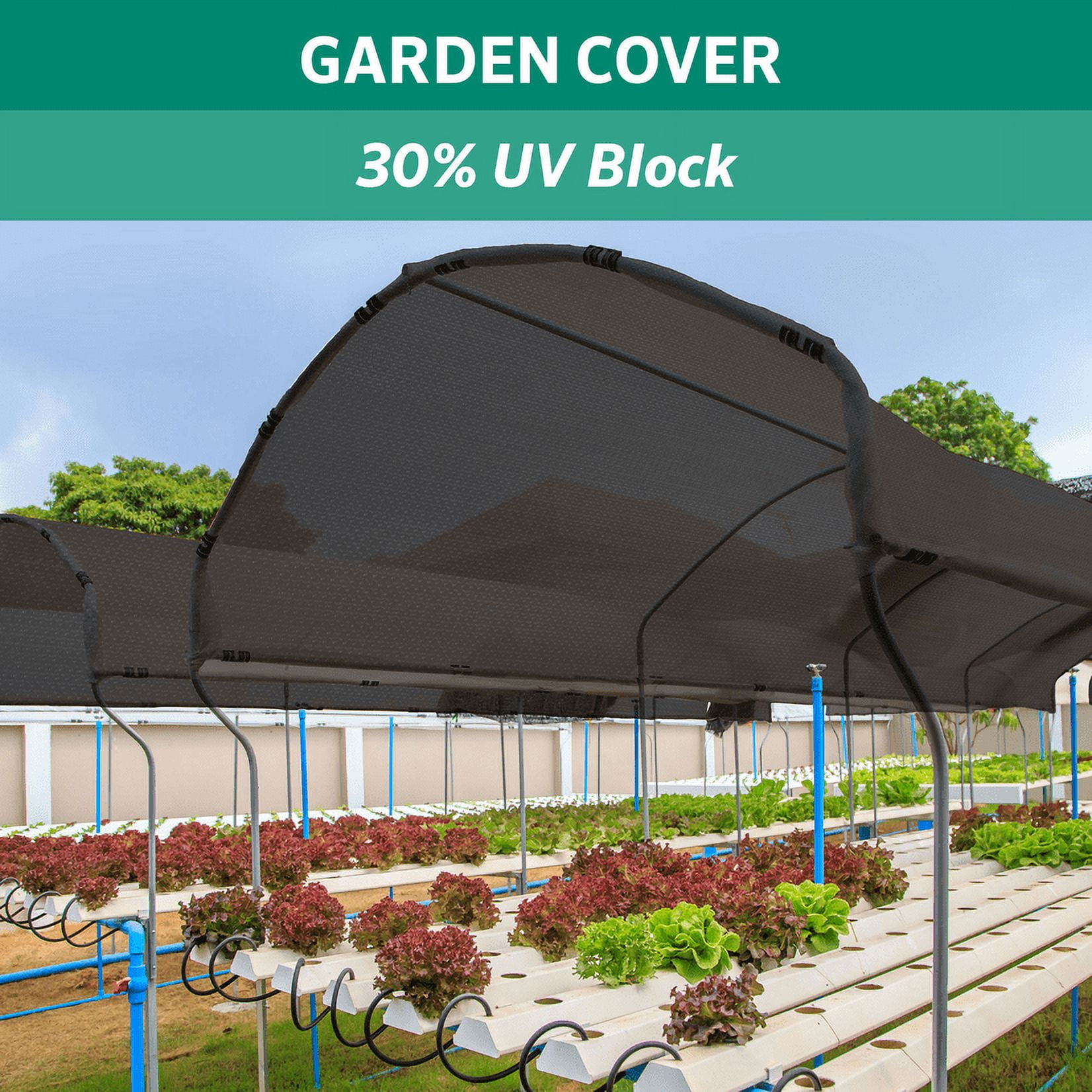Coolaroo 30% UV Sun Block Shade Fabric Roll for Gardening, 6' x 15'; Black