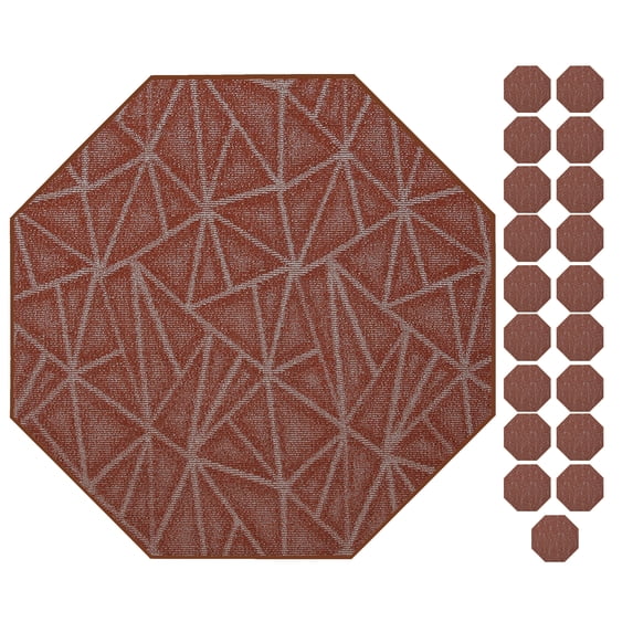 Furnish My Place Geometrical Pattern Indoor/Outdoor Refine Rust Rug, Abstract Area Rug, Doorway Mat, Contemporary Rug for Living Room, Entryway, Made in USA, 2' Octagon - Set of 20
