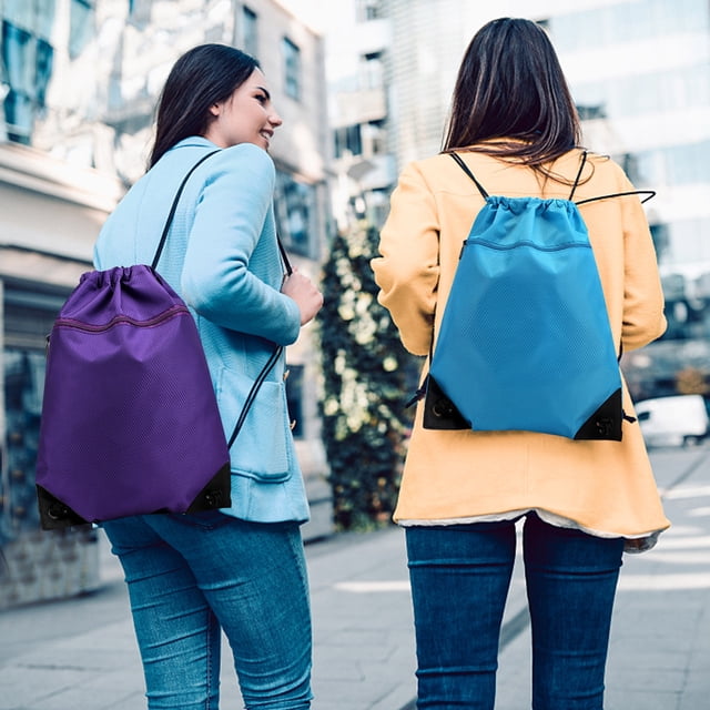 BKER Drawstring Backpack Sports Bag With Front Zipper Pocket And Inner Pocket Sack