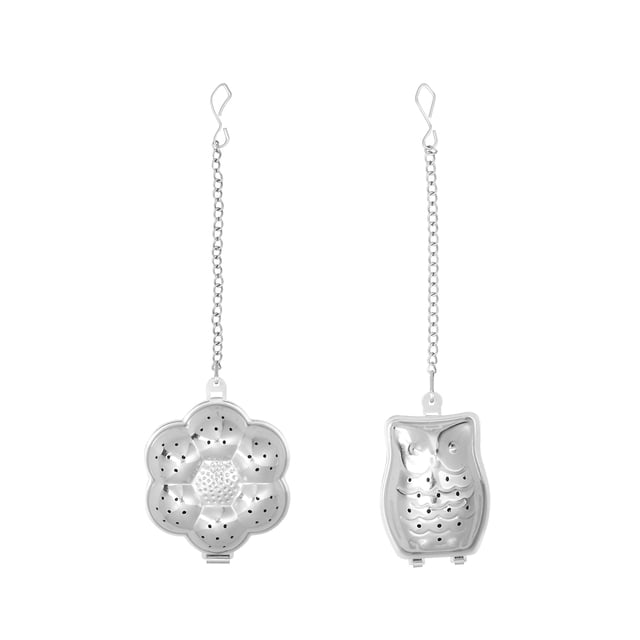2pcs Stainless Steel Loose Tea Infuser Creative Tea Strainer Tea Bag Steeper for Home Office (Pumpkin+Owl)