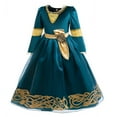 thumbnail image 2 of Girls Medieval Costume with Crown Wand Hallowen Cosplay Princess Dress, Little Girls for 3-9Y, 2 of 8
