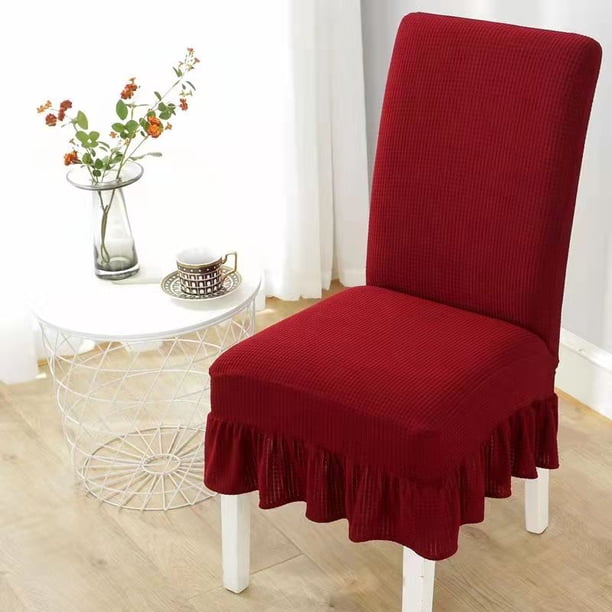 Nvzi Fundas elásticas para sillas de comedor fáciles de llevar, con falda, para comedor, restaurante, banquete (2 piezas, rojo)