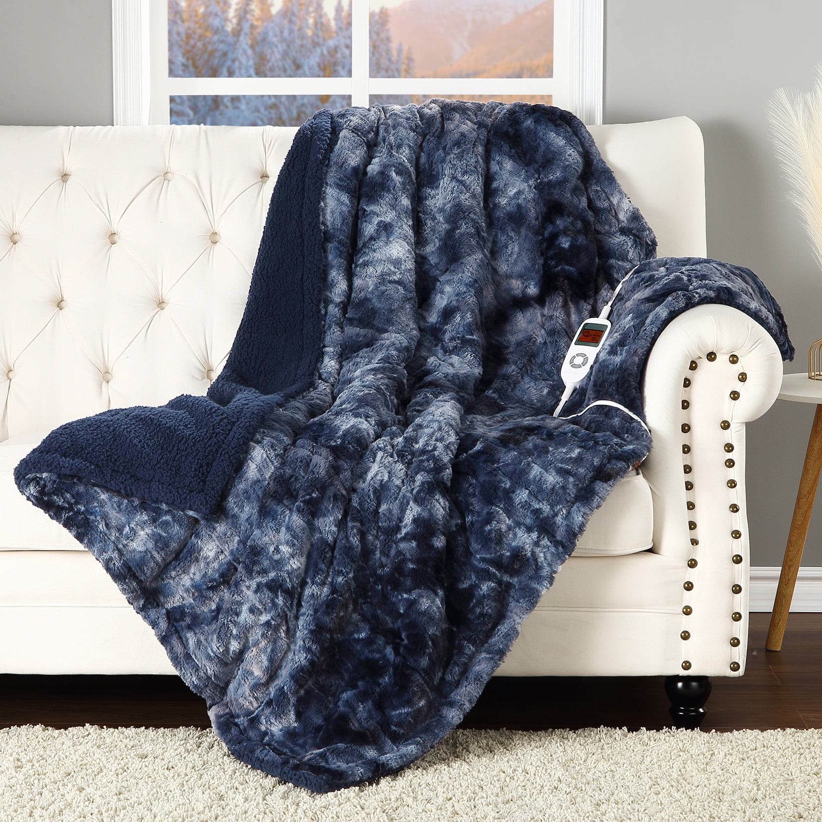 CAROMIO Electric Throw Blanket Fast Heating Throw Blanket Auto Off Solid  Electric Heated Blanket Throw, 50x60, Navy Blue - Walmart.com
