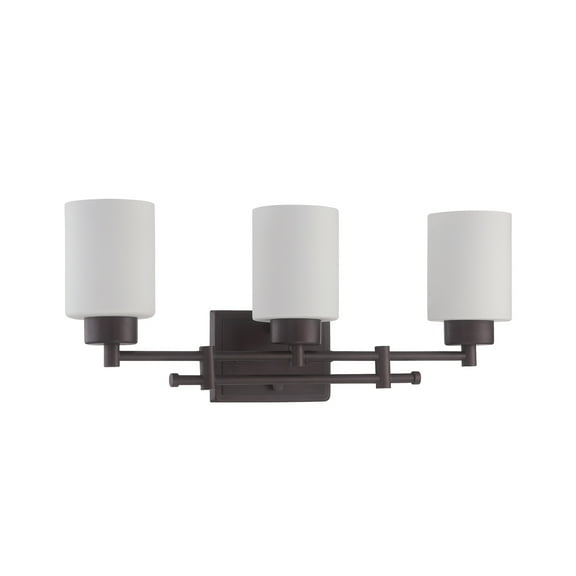 F3153-64-Sunset Lighting-Ledbury - 3 Light Bath Vanity   Provincial Bronze Finish with Opal Etched Glass