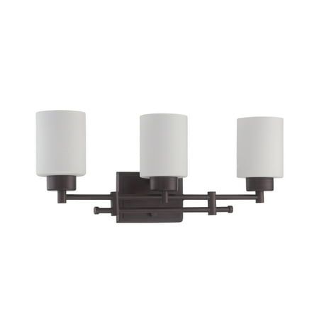 Luminance Sunset Lighting F3153-64 Three Light Ledbury Vanity - Opal Etched Glass Dimmable - with Provincial Bronze Finish